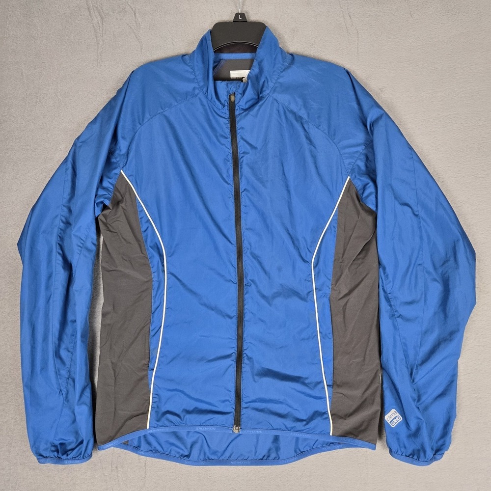 Salomon Jacket Mens Large Full Zip Clima Wind Light Hiking Outdoor Gorp Blue